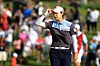 Kim Hyo-joo acknowledges the crowd after chipping onto the 18th green during the final round of The LOTTE Championship at Hoakalei Country Club on April 16 in Ewa Beach, Hawaii. [AFP/YONHAP]