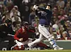 Tampa Bay Rays first baseman Choi Ji-man strikes out on a pitch from Boston Red Sox relief pitcher Josh Taylor during the seventh inning of game four of the American League Division Series at Fenway Park in Boston on oct. 11. [EPA/YONHAP]
