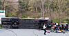 A bus with 33 Israeli tourists on board flipped over on a curved road in Chungju, North Chungcheong, on Thursday. [CHUNGBUK FIRE SERVICE HEADQUARTERS]