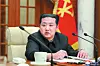 In a photograph released by the North's Korean Central News Agency, North Korean leader speaks at a Korean Workers' Party Politburo meeting in Pyongyang on Wednesday. [YONHAP]