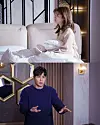 Scenes from the series 'Monthly Magazine Home.' Actor Jung So-min, top, plays a character learning how to save her money to buy a home. In the process, she also ends up falling for her boss, above (portrayed by actor Kim Ji-seok). [JTBC]