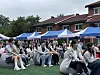 Participants in the American Diplomacy House Academy listen to opening remarks delivered by Joy Sakurai in a kick-off ceremony on Friday in central Seoul. [LEE SOO-JUNG]