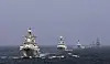 Chinese warships conduct a naval exercise with Russia in 2014. [CHINESE DEFENSE MINISTRY]