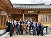 Members of the diplomatic corps in Seoul and other guests and friends of Mexican Ambassador Bruno Figueroa celebrate the opening of his photo exhibition, ″A Tribute to Korea,″ at Yehyang Jae Cultural Center in central Seoul on Tuesday. [ESTHER CHUNG]