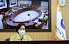 Education Minister Yoo Eun-hae holds a videoconference from the government complex in Sejong on Wednesday. [NEWS1]