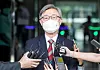 Choe Jae-hyeong, chairman of the Board of Audit and Inspection, tells reporters on Monday that he is stepping down from his post. [KIM SEONG-RYONG]