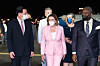 This handout picture taken and released by Taiwan's Ministry of Foreign Affairs on August 2, 2022 shows Speaker of the U.S. House of Representatives Nancy Pelosi being welcomed upon her arrival at Sungshan Airport in Taipei. [AFP, TAIWAN MINISTRY OF FOREIGN AFFAIRS]