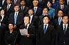 Democratic Party leader Lee Jae-myung, second from left, speaks during a general meeting of the party's lawmakers at the National Assembly in Yeouido, western Seoul, on Thursday. [YONHAP]