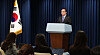 National Security Adviser Kim Sung-han talks to reporters about President Yoon Suk-yeol's six-day trip to attend Asean-related meetings in Cambodia and the G20 in Indonesia, at the presidential office in Yongsan District, central Seoul, Wednesday. [JOINT PRESS CORPS]