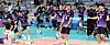 Incheon Korean Air Jumbos players celebrate after scoring the final point to win the championship series against the Seoul Woori Card Wibees at Gyeyang Arena in Incheon on Saturday. [NEWS1]
