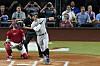 New York Yankees' Aaron Judge follows hits a solo home run, his 62nd of the season, as Texas Rangers catcher Sam Huff, left, and umpire Randy Rosenberg look on in the first inning of the second game of a doubleheader in Arlington, Texas on Tuesday. [AP/YONHAP]