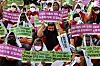 Foreign laborers rally in downtown Seoul on Aug. 21 demanding the Korean government guarantee their labor rights and stem racial discrimination. The Health Ministry this week warned of stricter rules for foreign dependents seeking health insurance coverage. [YONHAP]