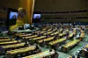 The UN General Assembly holds a special session in response to the Covid-19 pandemic at the UN headquarters in New York on Dec. 3. [XINHUA/YONHAP]