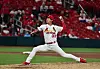 St. Louis Cardinals starter Kim Kwang-hyun pitches during the third inning against the the Cincinnati Reds at Busch Stadium in St. Louis, Missouri, on Friday, leading the Cardinals to a 5-4 win and striking out a career-best eight to pick up his first win of the season. [GETTY IMAGES/YONHAP]