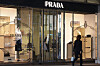 Pictured is the Prada logo at the front of a department store in Seoul on Feb. 11. [YONHAP]