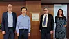 Lee Hong-rak, computer science professor at the University of Michigan, second from left, attends a ceremony to celebrate the opening of LG AI Research in Ann Arbor, Michigan, on Wednesday, along with members of the university's faculty. [LG CORPORATION]