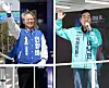 Democratic Party incumbent candidate Min Hyung-bae, left, and Saemirae Party leader Lee Nak-yon during their campaigns for a parliamentary seat in Gwangsan-B District in Gwangju. [YONHAP]