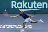 Kwon Soon-woo plays the ball against Canada's Felix Auger-Aliassime during their Davis Cup group B match in Valencia, Spain, on Tuesday. Kwon eventually beat Auger-Aliassime in two straight sets 7-6, 6-3. Korea lost the other singles match and doubles match against Canada to lose that round of the Davis Cup 2-1. [EPA/YONHAP]