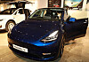 Customers test Model Y, Tesla's second electric SUV, at Lotte Department Store in Seoul on Jan. 13. [YONHAP]