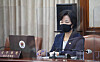 Justice Minister Choo Mi-ae attends a cabinet meeting on Tuesday.  [YONHAP]