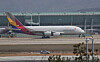 An Asiana Airlines aircraft parked at Incheon International Airport in April. [YONHAP]
