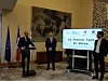 French Minister of State for Digital Transition and Telecommunications Jean-Noel Barrot, left, and French Ambassador to Korea Philip Lefort, center, speak with the press at the diplomatic residence in Seoul on Wednesday about the country's latest technology cooperation with Korea including the 2023 edition of Vivatech in Paris where Korea will be “Country of the Year.″ [EMBASSY OF FRANCE IN KOREA]