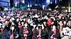 Football fans cheer on the streets at Gwanghwamun Square in Jongno District, central Seoul on Nov. 2, 2022. [YONHAP]