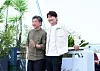 Director Hirokazu Kore-eda and actor Song Kang-ho pose for photos at the 75th Cannes International Film Festival for the film 'Broker.' [CJ ENM]