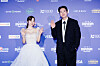 MC Lee Hye-sung and Hanhae pose for a photo on the red carpet at the second day of the 2024 MAMA Awards, held at the Kyocera Dome in Osaka on Friday. [CJ ENM]