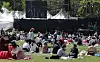 An audience enjoys the outdoors in ″Wonderland Festival 2022″ on May 1 at the 88 Grass Garden in Songpa District, southern Seoul. [YONHAP]