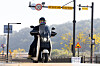 A traffic camera that can take picturs of rear end of vehicles including motorcycles installed at a road near an elementary school in Goyang, Gyeonggi, in November. [NEWS1]