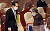 Prime Minister Chung Sye-kyun, left, and Korea Disease Control and Prevention Agency Commissioner Jung Eun-kyeong at the National Assembly in Seoul on Friday. [NEWS1]