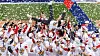 The SSG Landers players throw Shinsegae Group Vice Chairman Chung Yong-jin in the air as they celebrate winning the 2022 Korean Series at Incheon SSG Landers Field in Incheon on Nov. 8. [YONHAP]