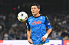 Napoli's Kim Min-jae controls the ball during a UEFA Champions League Group A match against Rangers at the Diego Armando Maradona Stadium in Naples, Italy on Wednesday. [AFP/YONHAP]