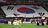 The Taeguki is raised during the Korean national anthem at Seoul World Cup stadium in western Seoul on Nov. 18. [YONHAP]