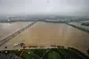 The Han River, bisecting Seoul, seen from the 63 Building in Yeouido, western Seoul. The city government closed off a section of a major expressway in the city after heavy rains led to a rise in the river's water level. [YONHAP]