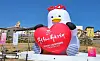 Boogi, Busan's seagull-themed mascot is erected at the Osiria Tourism Complex in Gijang, Busan, Wednesday to promote the city's bid to host the 2030 World Expo. [BUSAN METROPOLITAN CITY OFFICE]