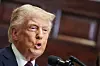 U.S. President Donald Trump speaks in the Roosevelt Room at the White House in Washington on March 24 after Hyundai Motor Group announced a $21 billion investment in the United States. [EPA/YONHAP]