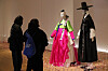Visitors look at hanbok, or Korean traditional dress, at the ″Traditional Hanbok, Lifetime Ceremony″ (translated) exhibition at the Ara Art Center in central Seoul on Jan. 27. The exhibition was hosted by the Korea Craft and Design Foundation and ended Jan. 29. [NEWS1]
