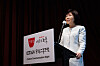 Corea Image Communication Institute President Choi Jung-hwa gives a welcome speech at the Culture Communication Forum 2024, held on Monday at the Grand Hyatt Seoul in Yongsan District, central Seoul. [CICI]