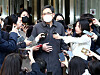 Former People Power Party lawmaker Kwak Sang-do speaks to media as he leaves the Seoul Central District Court in Seocho District, southern Seoul following his trial on Feb. 8. [YONHAP]