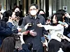 Former People Power Party lawmaker Kwak Sang-do speaks to media as he leaves the Seoul Central District Court in Seocho District, southern Seoul following his trial on Feb. 8. [YONHAP]