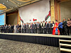 Oman's Ambassador to Korea Zakariya Hamed Al Saadi, center, attends a ceremony to commemorate the 54th National Day of the Sultanate of Oman with members of diplomatic corps and other dignitaries on Tuesday at Lotte Hotel in central Seoul. [CHOI JI-YOUNG]