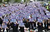 Teachers hold placards at a protest in front of the National Assembly in western Seoul on Aug. 26, calling for a bill that protects teachers’ rights. [YONHAP]