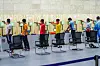 Athletes compete in the men's team 10-meter air pistol contest at the Hangzhou Asian Games held at Fuyang Yinhu Sports Center in Hangzhou, China on Thursday. [XINHUA]