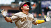 Kim Ha-Seong of the San Diego Padres celebrates after hitting a solo home run to lead-off the game in the first inning against the Colorado Rockies at Coors Field on in Denver, Colorado on Wednesday. [AFP/YONHAP]