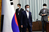 President Moon Jae-in attends a cabinet meeting at the Blue House where a 19.5 trillion won stimulus package was approved on Tuesday. [YONHAP]