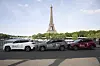 Hyundai Motor vehicles show signs supporting Busan's bid for World Expo 2030 before the Eiffel Tower in Paris. [HYUNDAI MOTOR]