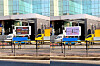 Images of LED trucks parked in front of HYBE headquarters in Yongsan, central Seoul [SCREEN CAPTURE]
