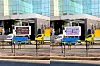Images of LED trucks parked in front of HYBE headquarters in Yongsan, central Seoul [SCREEN CAPTURE]